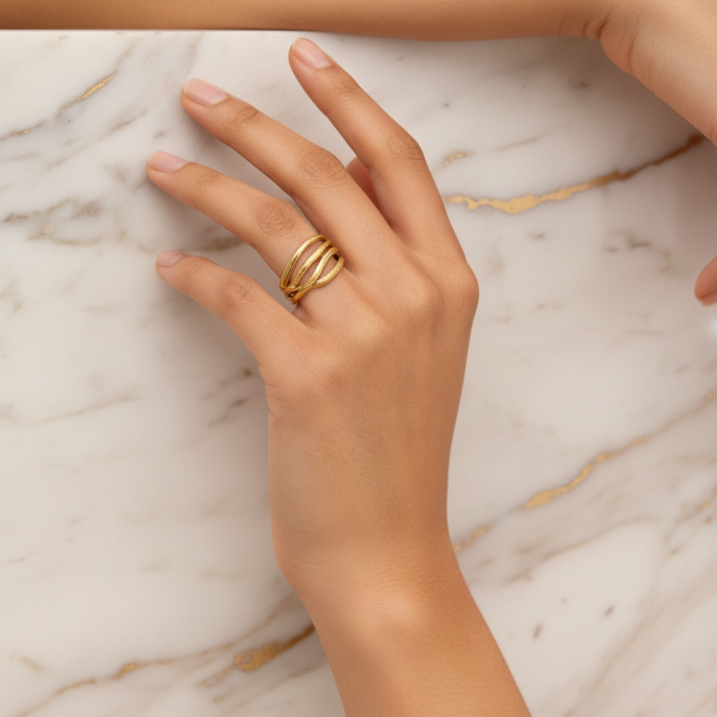 Bague triple anneau - Fond marbre doré