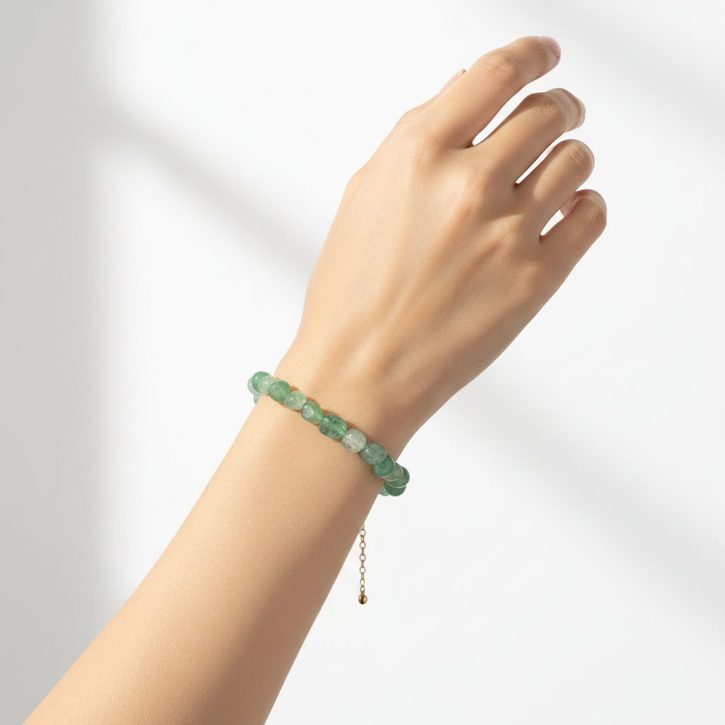 Bracelet aventurine verte - Fond blanc