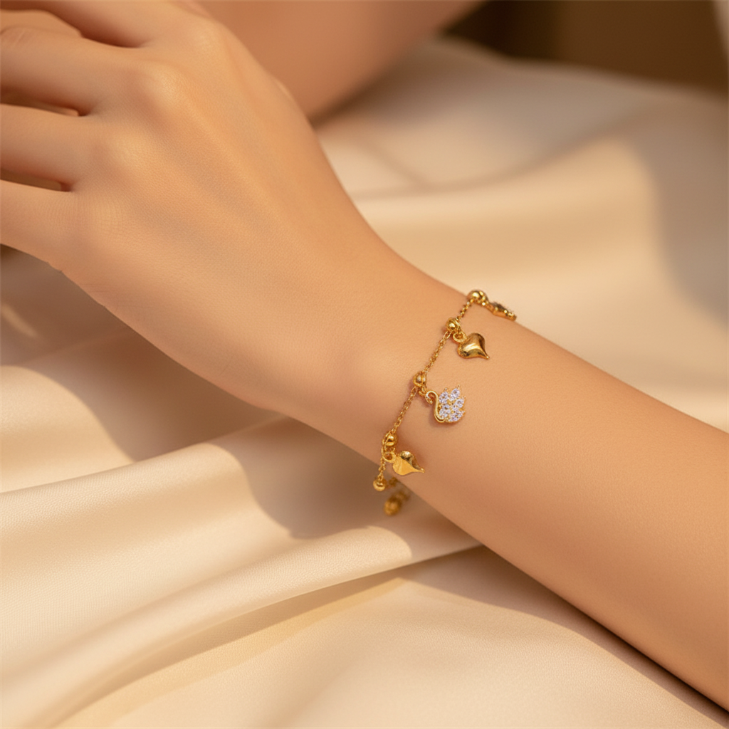 Bracelet cœurs et cygnes