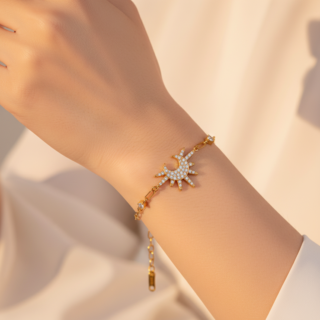 Bracelet double étoile pavé