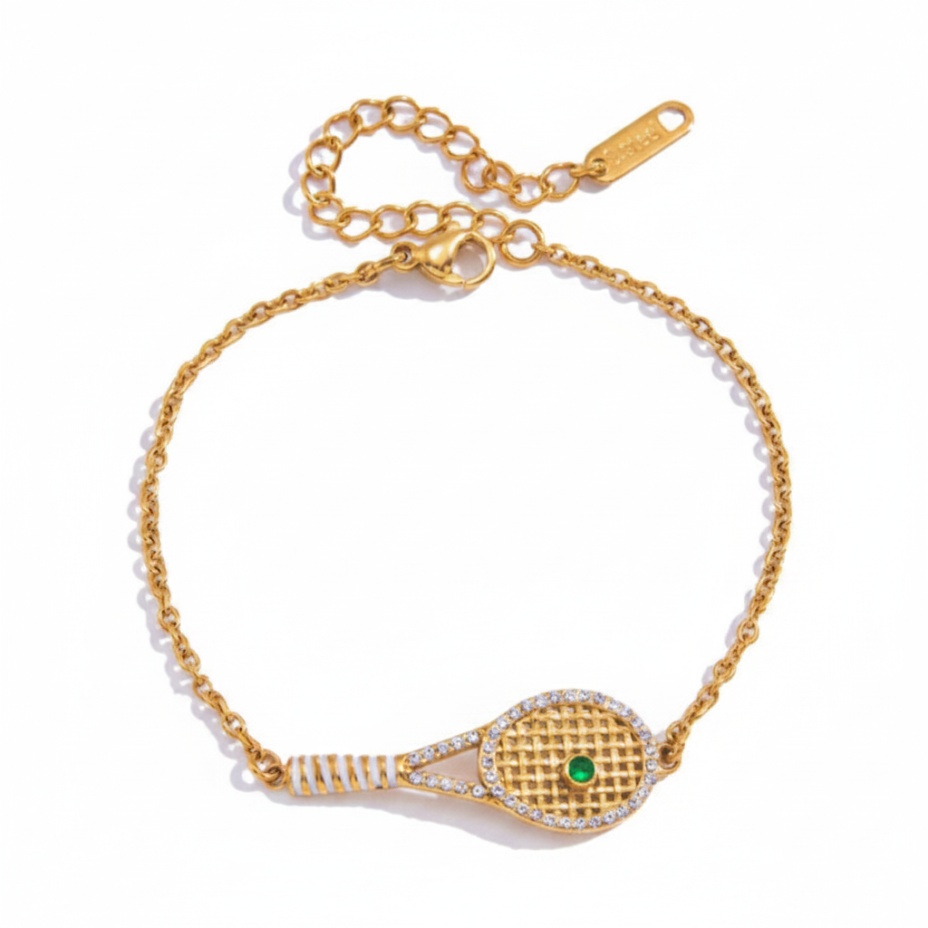 Bracelet Raquette de Tennis Doré