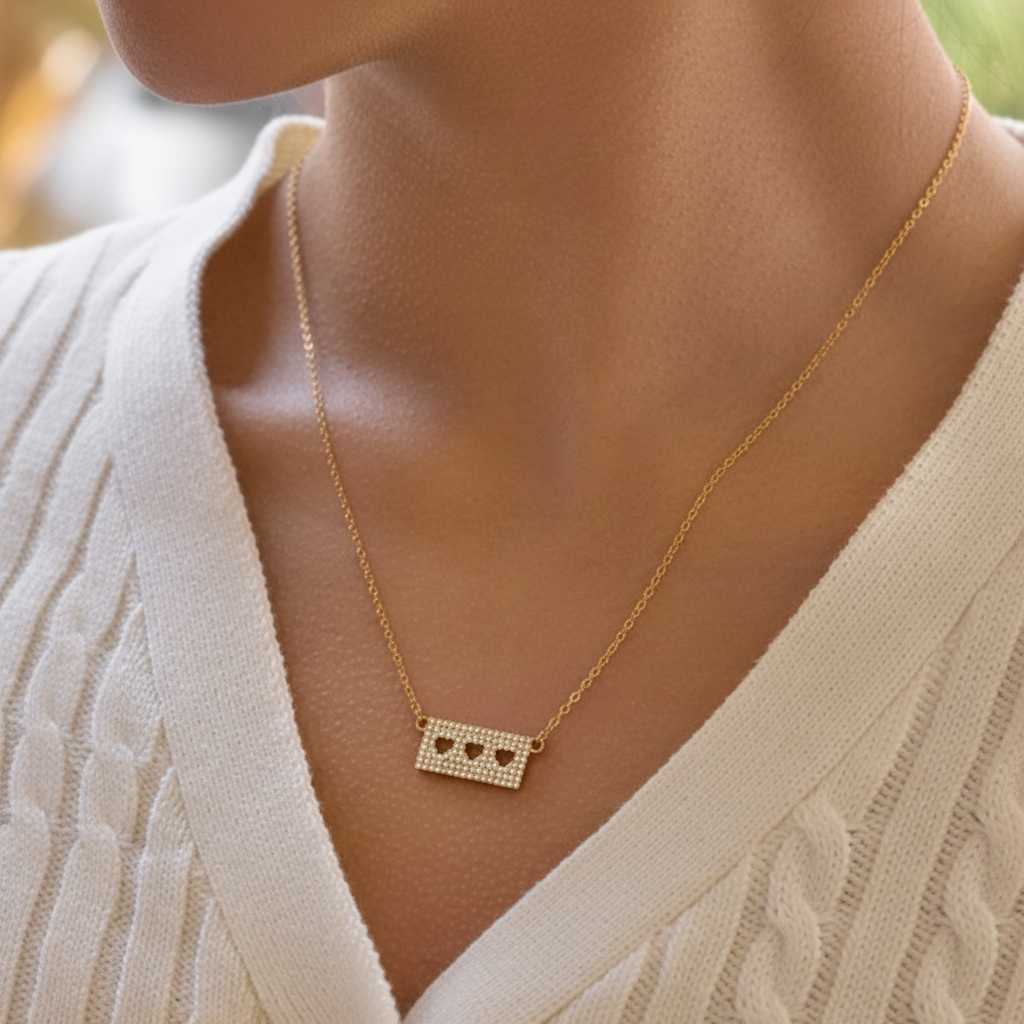 Collier rectangle pavé